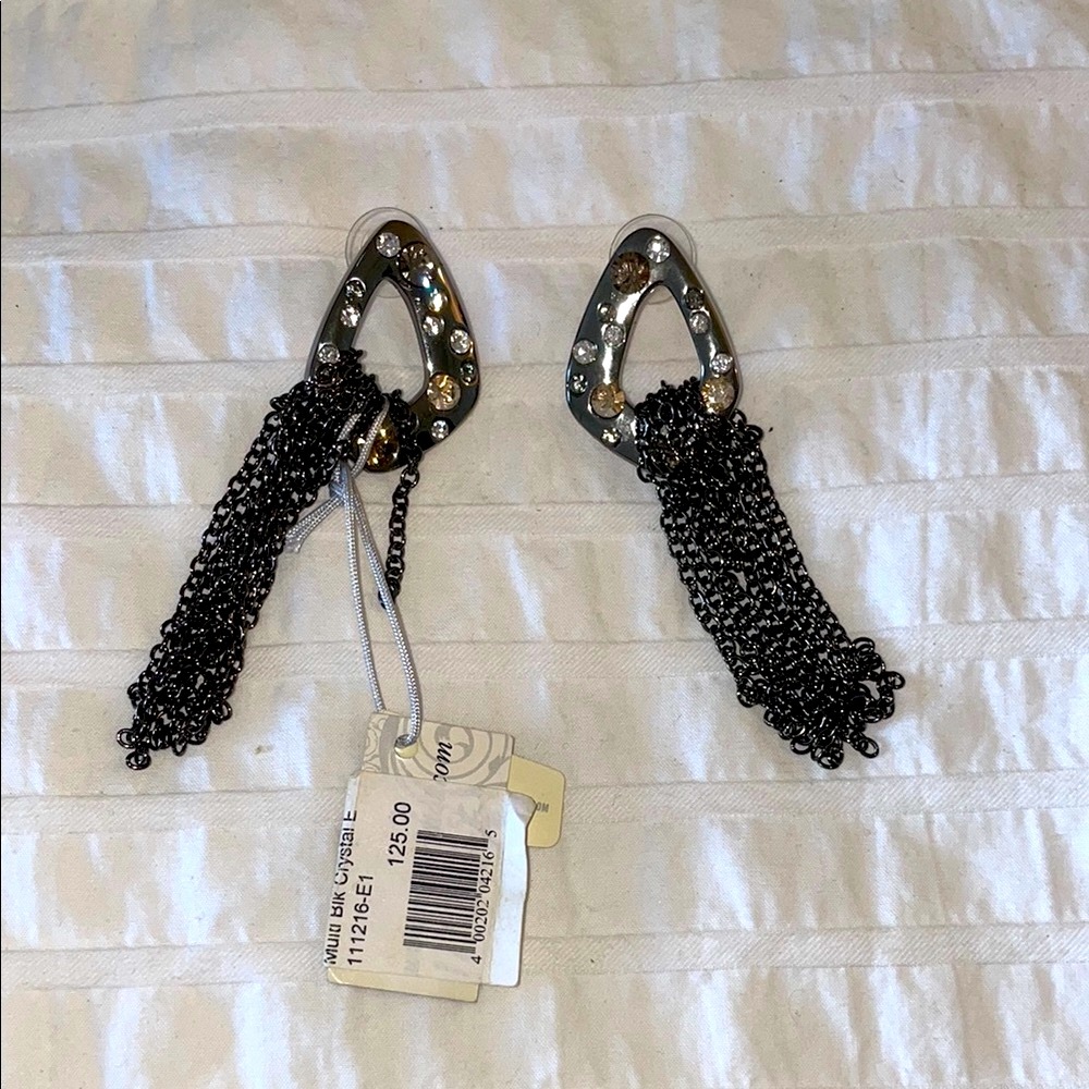 Swarovski Black and Silver Chain Earrings